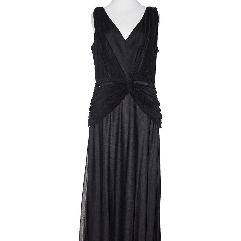 Vintage 80s Tulle Mesh Formal Dress Black Size 14 Large